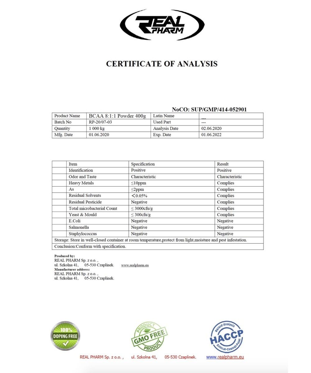 REAL PHARM - BCAA 8:1:1 | 400G – Image 2
